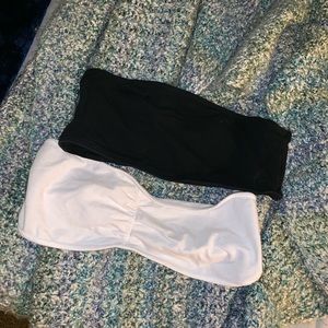 Two strapless bralettes